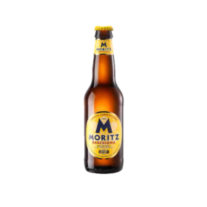 Flesje Catalaans bier Moritz met geel etiket